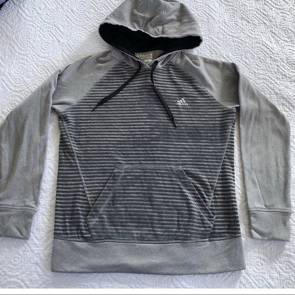 Adidas Ultimate Hoodie Gray Striped Climawarm - Picture 10 of 10